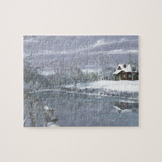 Winter at the Lake Jigsaw Puzzle (Horizontal)