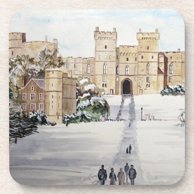 Winter at Windsor Castle by Farida Greenfield Coaster (Front)