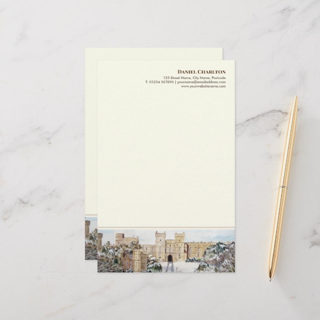 Winter at Windsor Castle Painting Headed Paper (Front/Back In Situ)