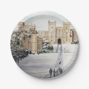 Winter at Windsor Castle Paper Plate