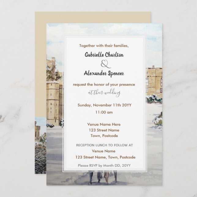 Winter at Windsor Castle Wedding Invitation (Front/Back)