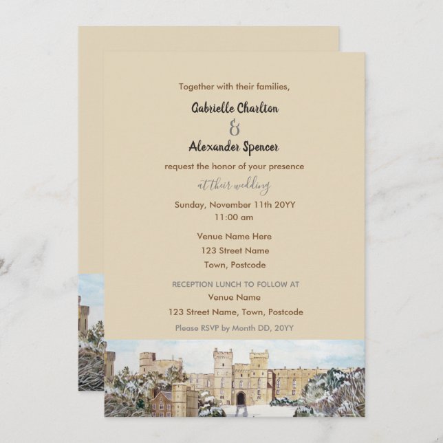 Winter at Windsor Castle Wedding Invitation (Front/Back)