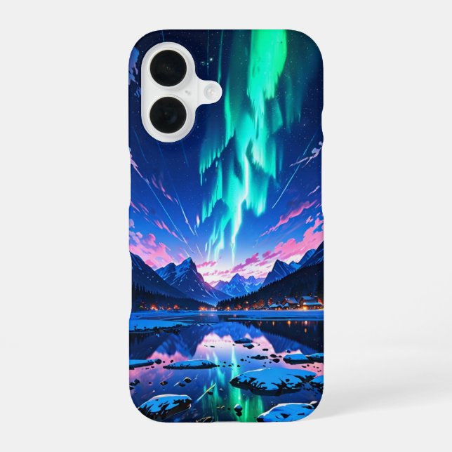 Winter Aurora Night iPhone 16 Case (Back)