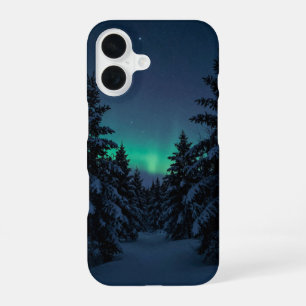 Winter Aurora Snowy Pine Forest Phone Case