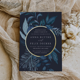 Winter Azure Blue Botanical Wedding