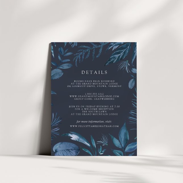 Winter Azure | Blue Botanical Wedding Details Enclosure Card (Creator Uploaded)