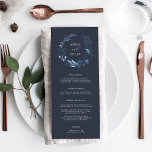 Winter Azure | Blue Botanical Wedding Menu<br><div class="desc">Our winter chic wedding menu features your starter courses, entrees and desserts in elegant lettering, with your names and wedding date encircled by a wintry blue watercolor botanical wreath. Coordinates with our Winter Azure wedding collection. Use the template fields to add your menu information, and then use the Design Tool...</div>