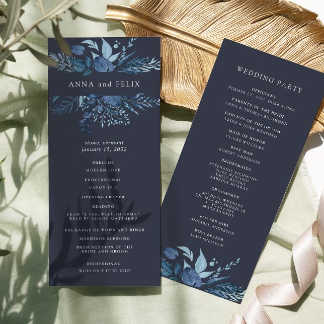 Winter Azure | Blue Botanical Wedding Programme (Creator Uploaded)