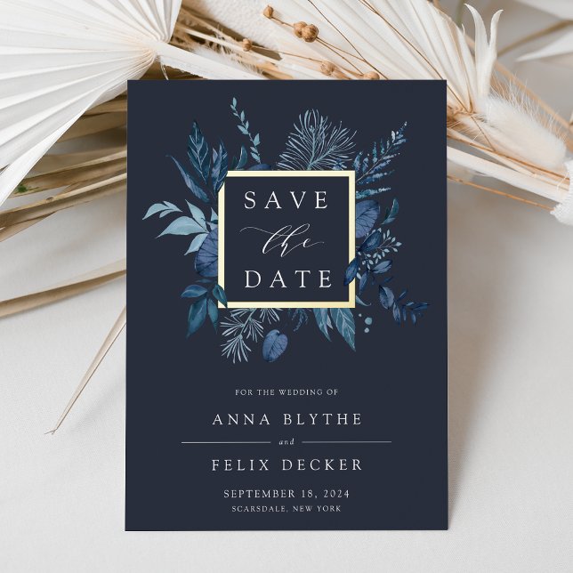 Winter Azure Foil Save the Date Card (Creator Uploaded)