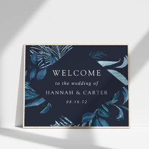 Winter Azure Wedding Welcome Poster