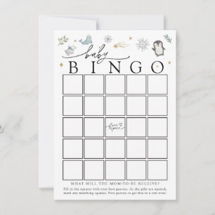 Winter Baby Animals Baby Shower Bingo Game Card