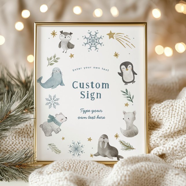 Winter Baby Animals Baby Shower Custom Text Sign (Creator Uploaded)