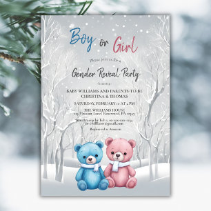 Winter Baby Bears Gender Reveal Invitation