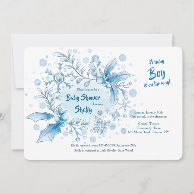 Winter Baby Boy Shower Invitation (Front)