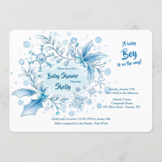 Winter Baby Boy Shower Invitation
