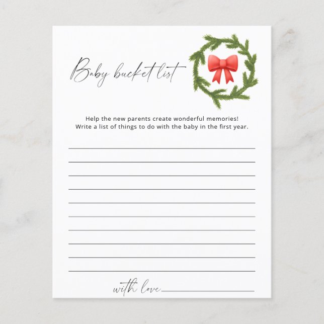 Winter Baby bucket list game (Front)
