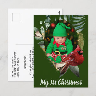 Winter Baby Christmas Photo Birth Announcement Pos Postcard