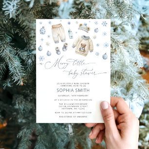 Winter Baby Clothes A Merry Little  Baby Shower Invitation