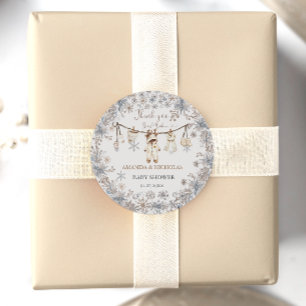 Winter Baby Clothes Baby Shower Thank You Classic Round Sticker