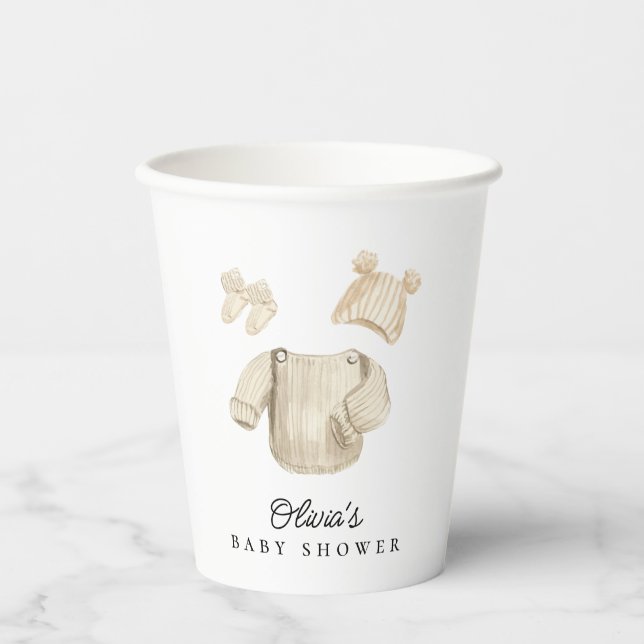 Winter Baby Clothes Gender Neutral Baby Shower Paper Cups (Front)