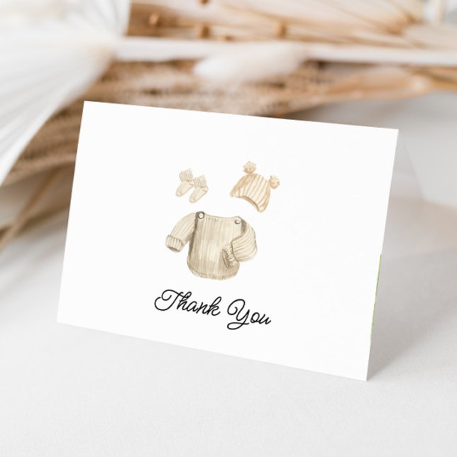 Winter Baby Clothes Gender Neutral Baby Shower Thank You Card (Creator Uploaded)