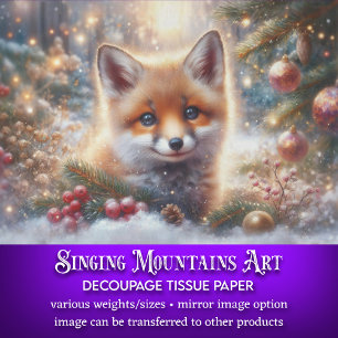 Winter Baby Fox Christmas Woodland Decoupage Tissue Paper