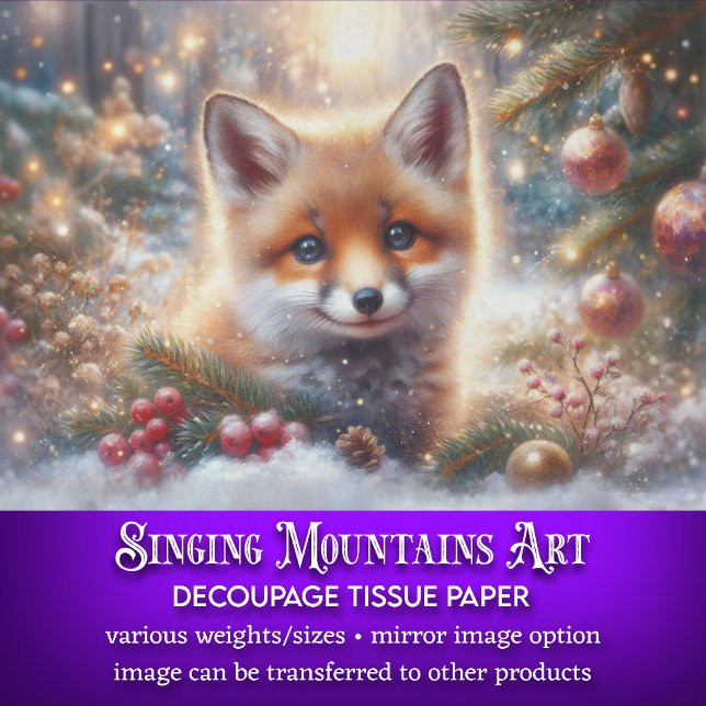 Winter Baby Fox Christmas Woodland Decoupage Tissue Paper (Creator Uploaded)