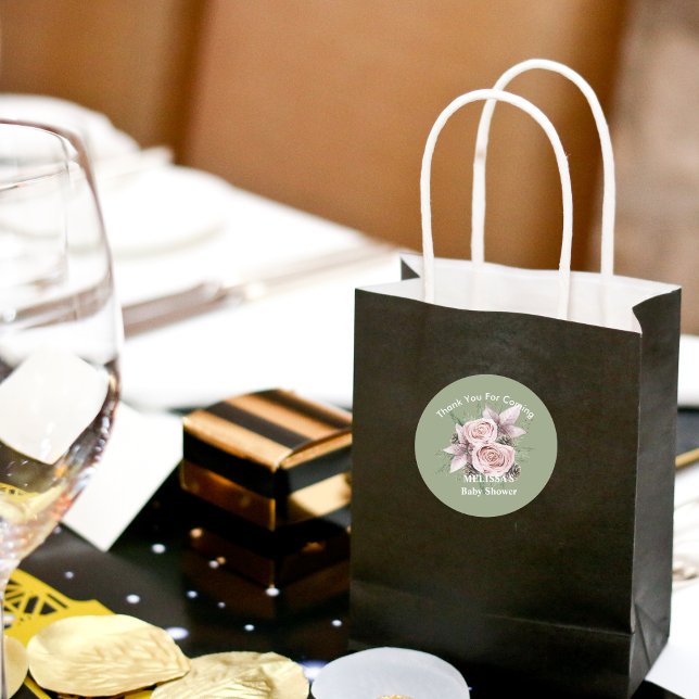 Winter baby in bloom pink floral pinecones green classic round sticker (Creator Uploaded)