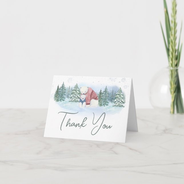 Winter Baby It's Cold Outside Baby Shower Thank You Card (Front)