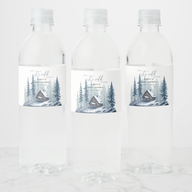 Winter Baby It's Cold Outside Baby Shower  Water Bottle Label (Bottles)