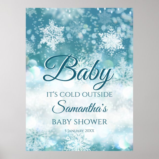 Winter baby it's cold outside baby shower welcome poster (Front)