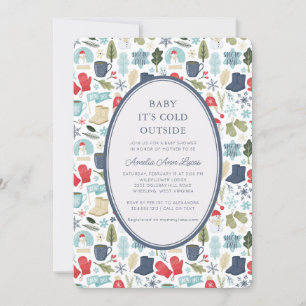 Winter Baby It's Cold Outside Cute Baby Shower  Invitation