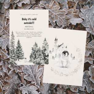 Winter Baby It's Cold Outside Frosty Trees Shower Invitation