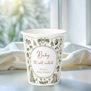Winter Baby It's Cold Outside Neutral Baby Shower Paper Cups