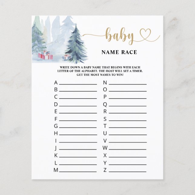 Winter baby name race game (Front)