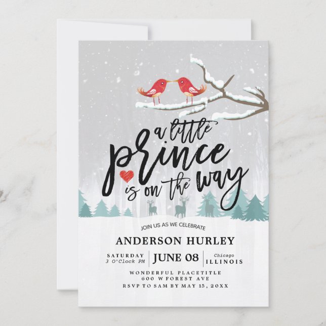 Winter Baby Shower a little prince is on the way Invitation (Front)