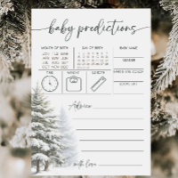 Winter Baby Shower Baby Predictions Advice Card