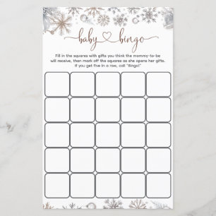 Winter Baby Shower Bingo Game
