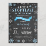 Winter Baby Shower Blue Snowflake Chalkboard Invitation<br><div class="desc">Winter Baby Shower invitation. Blue Snowflake. Boy Baby Shower Invitation. Winter Holiday Baby Shower Invite. Boy and White Snowflakes. Chalkboard Background. For further customisation,  please click the "Customise it" button and use our design tool to modify this template.</div>
