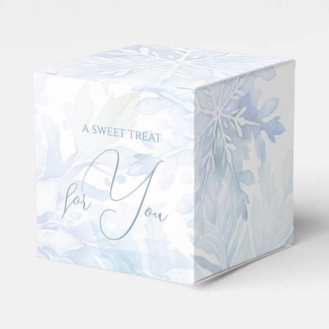 Winter Baby Shower Boy Blue Snowflake Favour Box (Front Side)