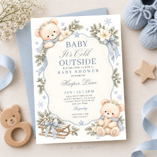 Winter Baby Shower Boy Invitation