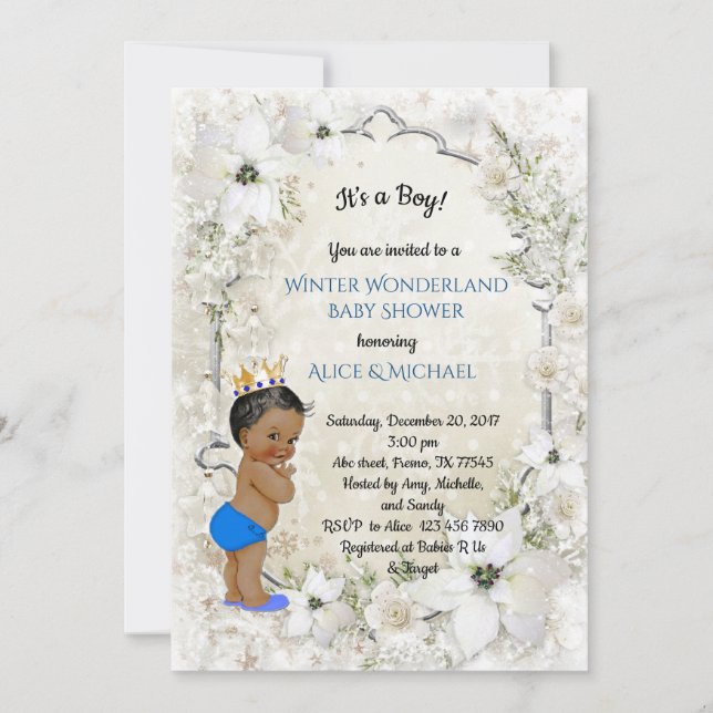 Winter Baby Shower Boy, white,Winter Wonderland Invitation (Front)