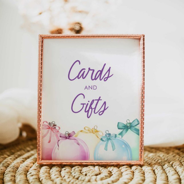 Winter Baby Shower Cards and Gift Sign (Modern Colorful Winter Cards and Gifts Sign)