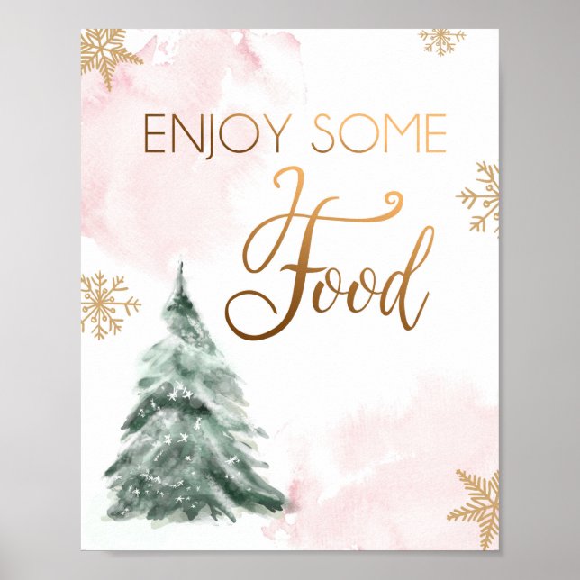 Winter Baby Shower Cold Outside Snowflakes Food Poster (Front)