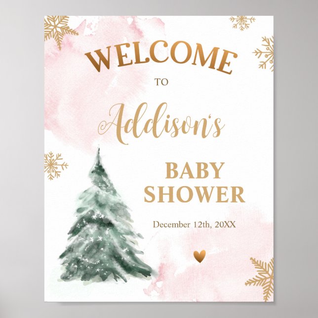 Winter Baby Shower Cold Outside Snowflakes Welcome Poster (Front)