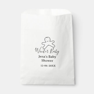 Winter baby shower cookie black scribble hand-draw favour bags
