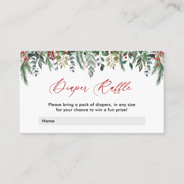 Winter Baby Shower Diaper Raffle Card (Front)
