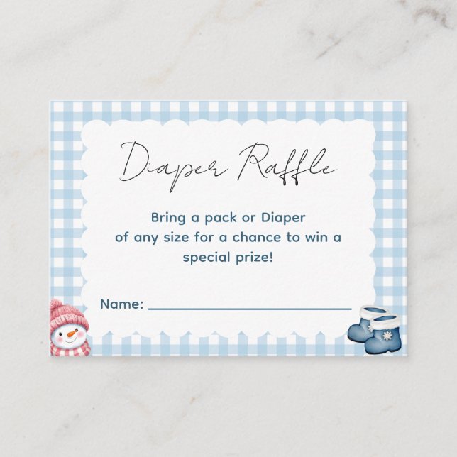 Winter Baby Shower Diaper Raffle  Enclosure Card (Front)
