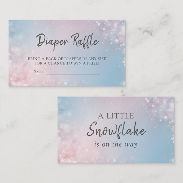 Winter Baby Shower Diaper Raffle Enclosure Card (Front/Back)