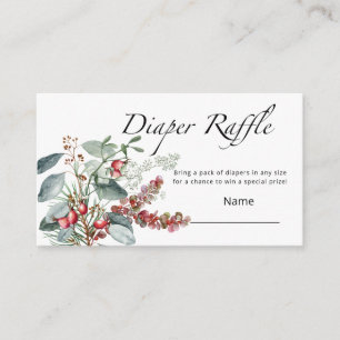 Winter baby shower diaper raffle ticket enclosure  card